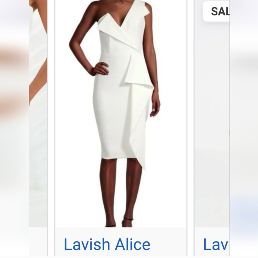 Lavish Alice Cream One-Shoulder Dress